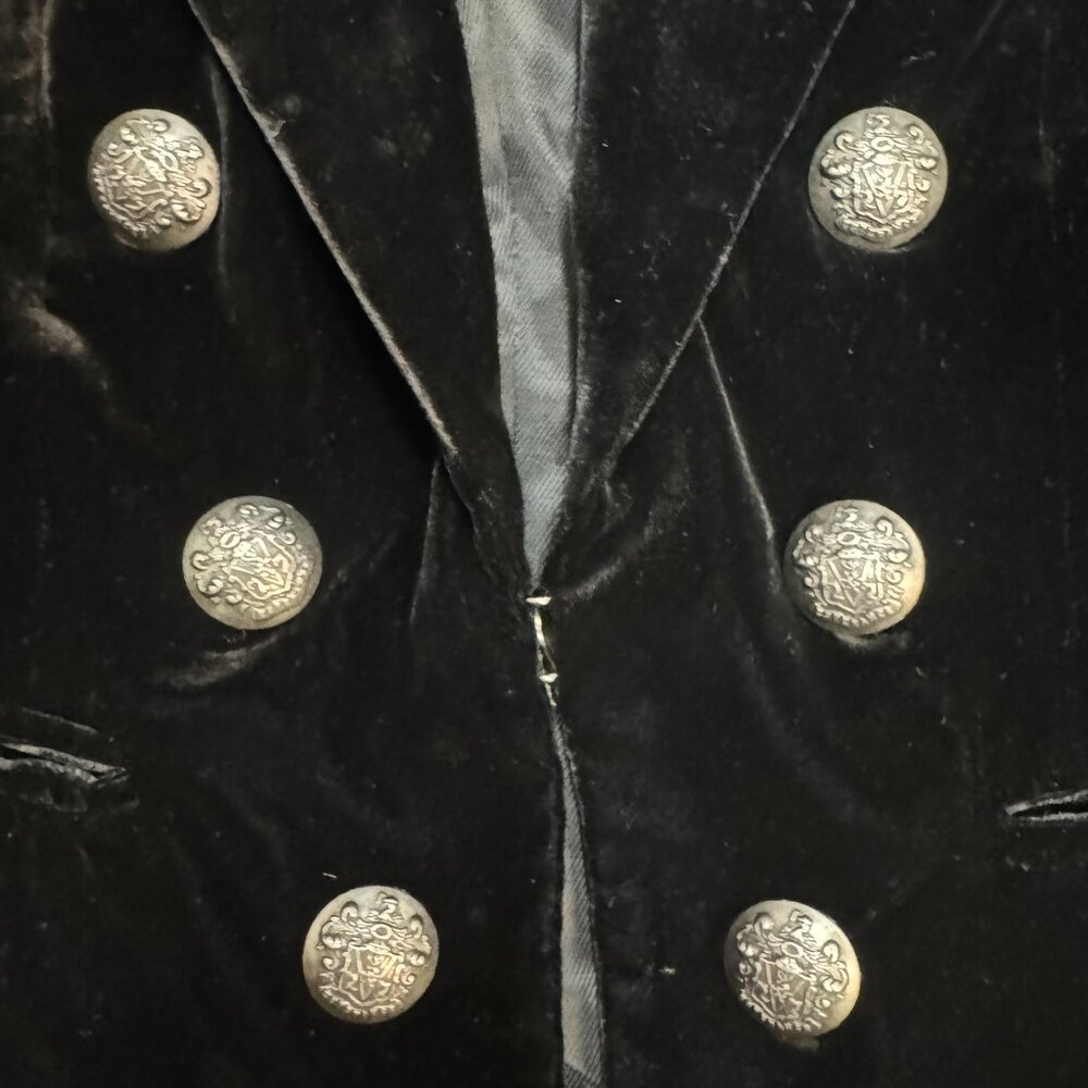 Veronica Beard Black Velvet Blazer Size 0 Double Breasted Silver Button - EUC - Picture 6 of 6